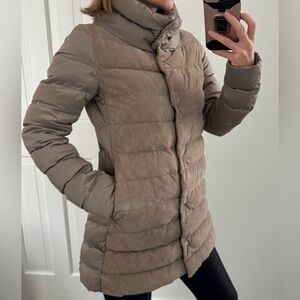 🎁 women’s Herno Goat suede leather down filled puffer coat parka 38 S